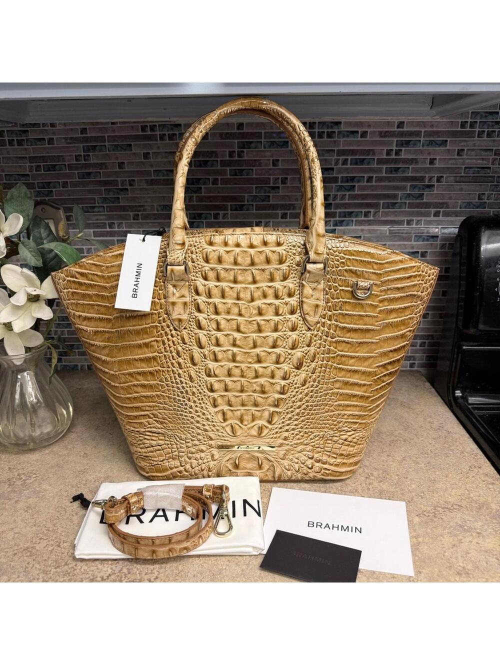 NWT Brahmin Jeanne Honey Brown tote purse